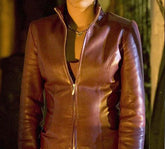Freema-Agyeman-Doctor Who Martha Jones maroon leather jacket